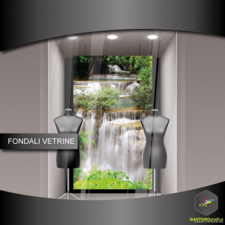 fondale vetrine - cascata nella foresta