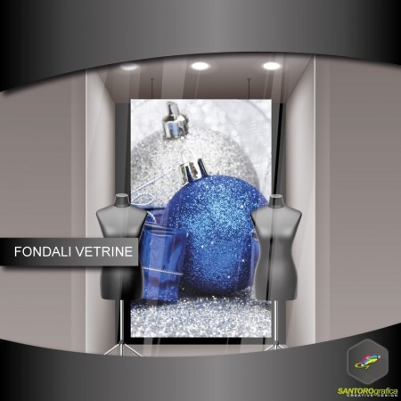 Fondale vetrine - decorazioni di natale blu innevate