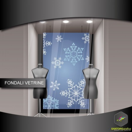 Fondale vetrine - neve su sfondo blu