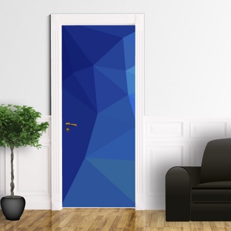 Low poly blu scuro  - Adesivo per porta