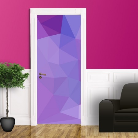 Low poly viola e rosa  - Adesivo per porta