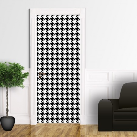 Motivo damascato nero - Adesivo per porta Misura 80 x 215 cm Finitura lucida