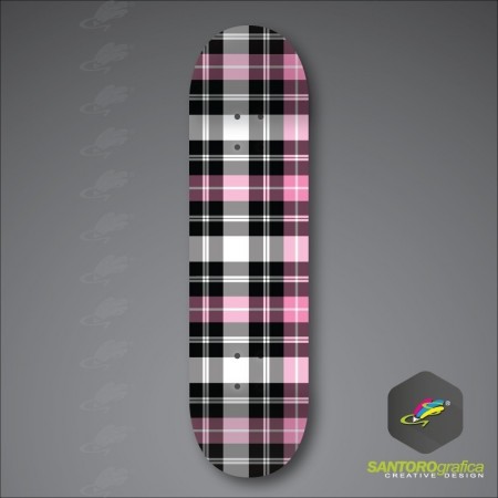 Tartan rosa- Adesivo per skateboard