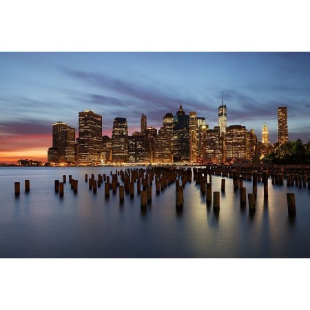 skyline ny tramonto - adesivo murale