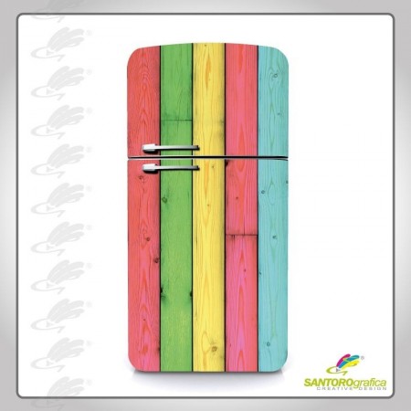 adesivo per frigo - assi di legno colorate 2