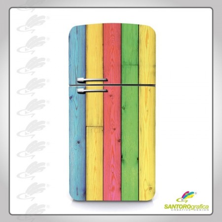 adesivo per frigo - assi di legno colorate 4