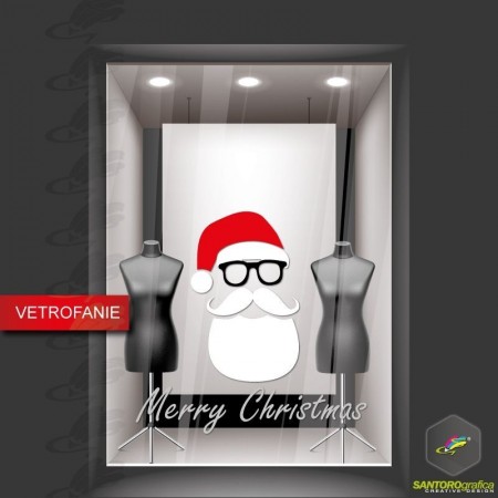 babbo natale hipster - vetrofania